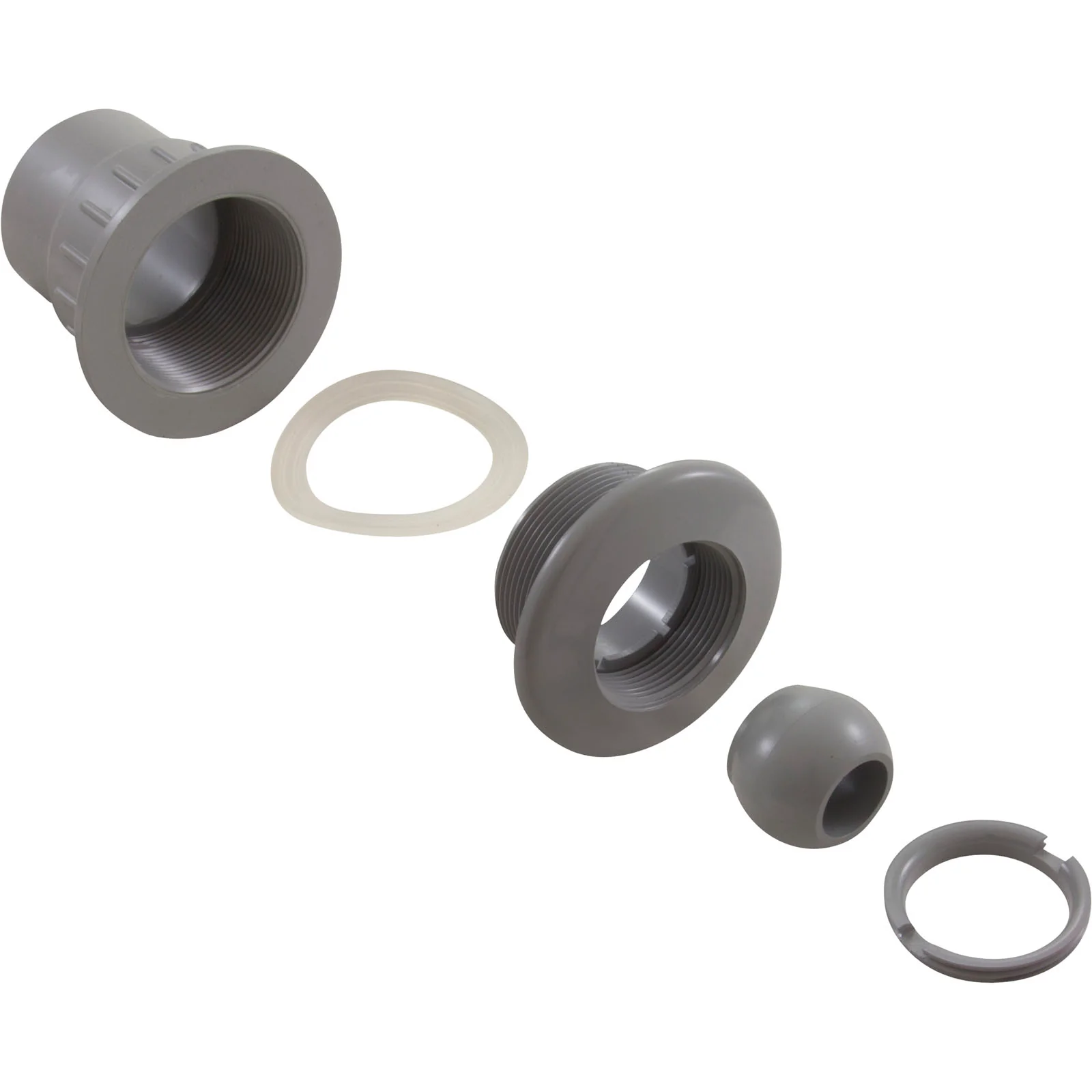 Fiberglass Wall Fitting & Flush Eyeball, 1 1/2" Socket x 2" Spigot, Gray (25523-701-000) - Image 2