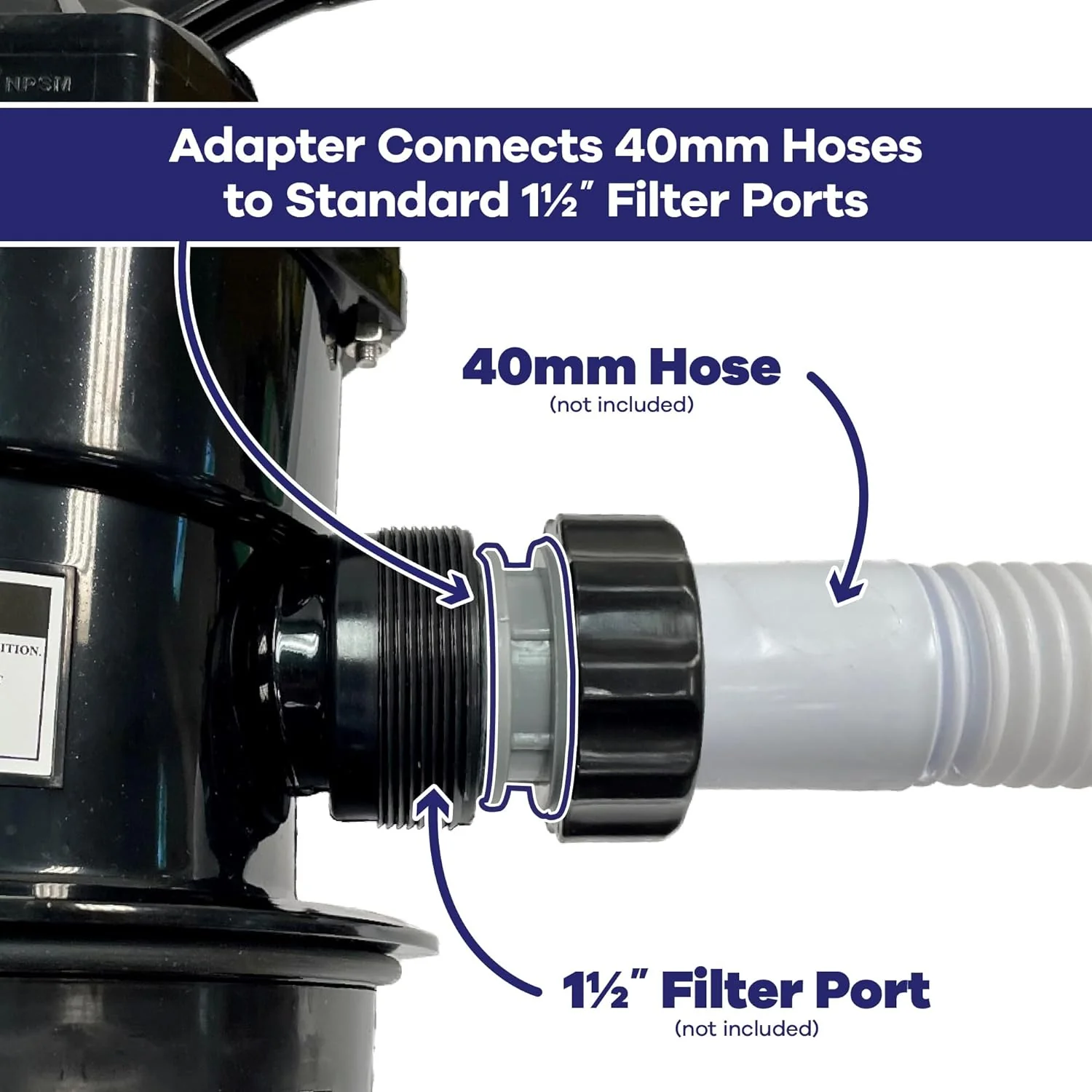 GAME Conversion Kit, Converts 40mm Hose to 1 1/2" Standard Filter Ports (4560) - Image 5