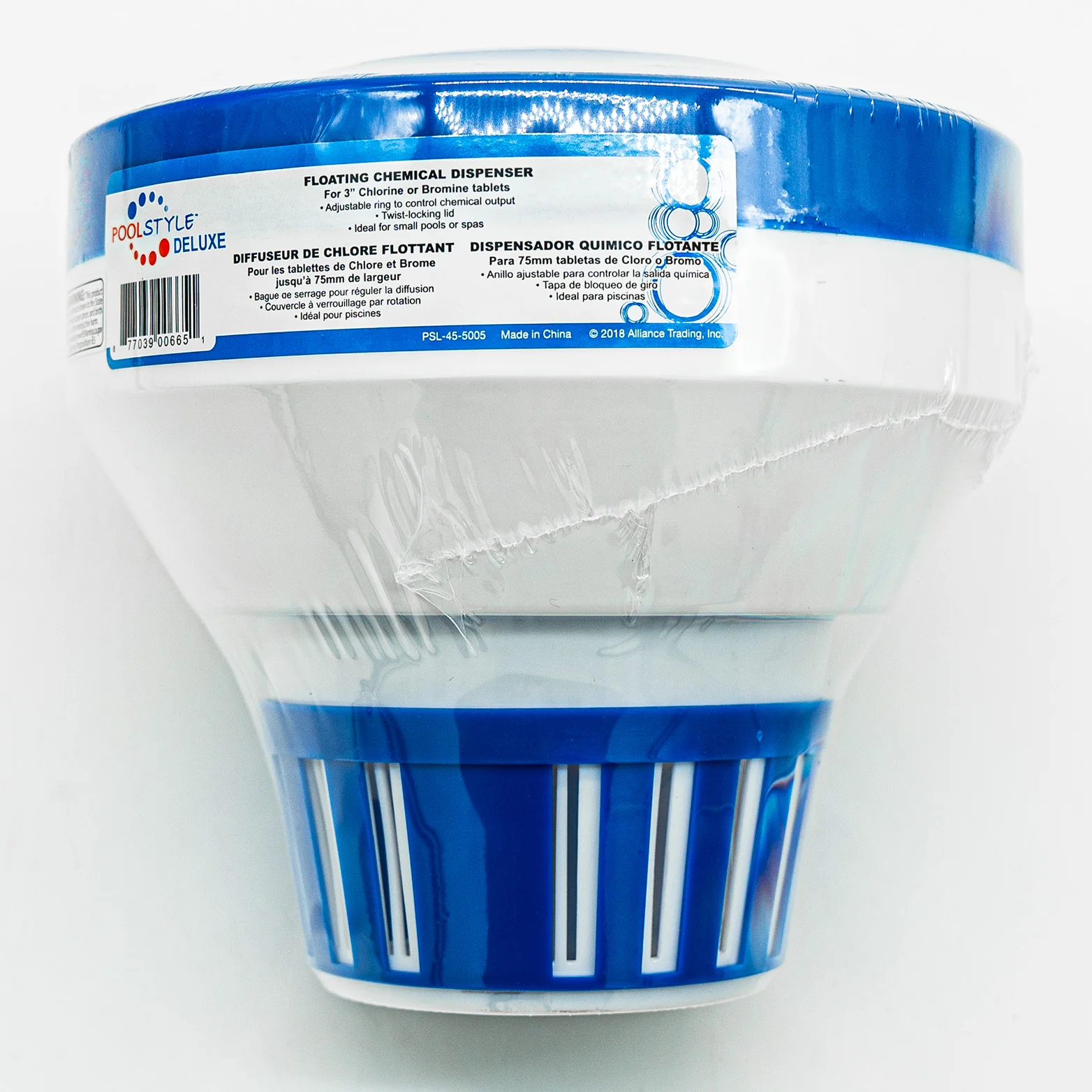 Blue/White Floating Chlorine Dispenser for 3" Tablets