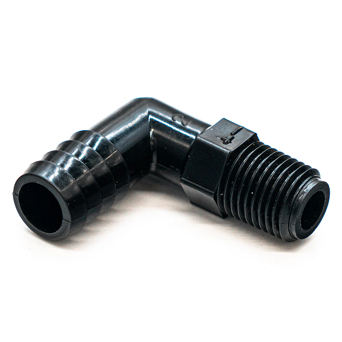 PVC Fitting, Elbow, 1/2" Barb x 1/4" MIPT (39438)